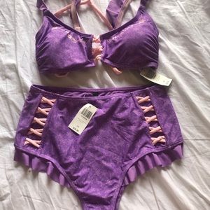 Disney Tangled Hot Topic High Waisted Swim Suit